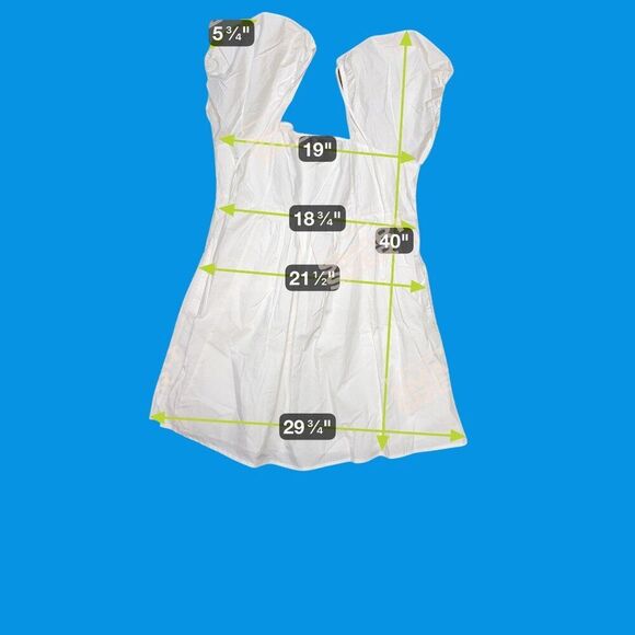 White Draper James XXL Puff Sleeve Cotton Dress Sweetheart Neckline Smocked Back - Picture 4 of 4